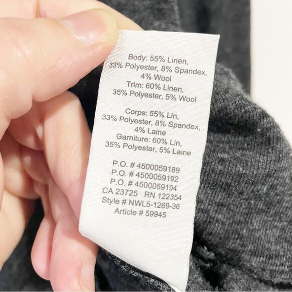 Aritzia Community Women Sweatshirt Pullover Gray Linen Blend Cropped Medium - Picture 7 of 7